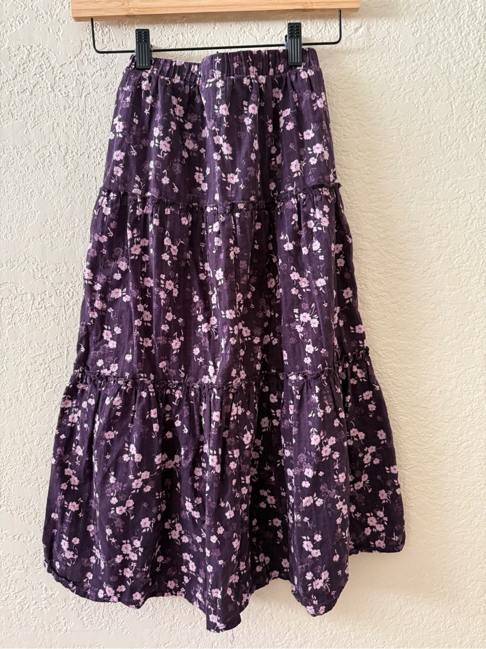 🌸Treasure & Bond🌸 Kids Purple Floral Tiered Maxi Skirt. Size 7/8
